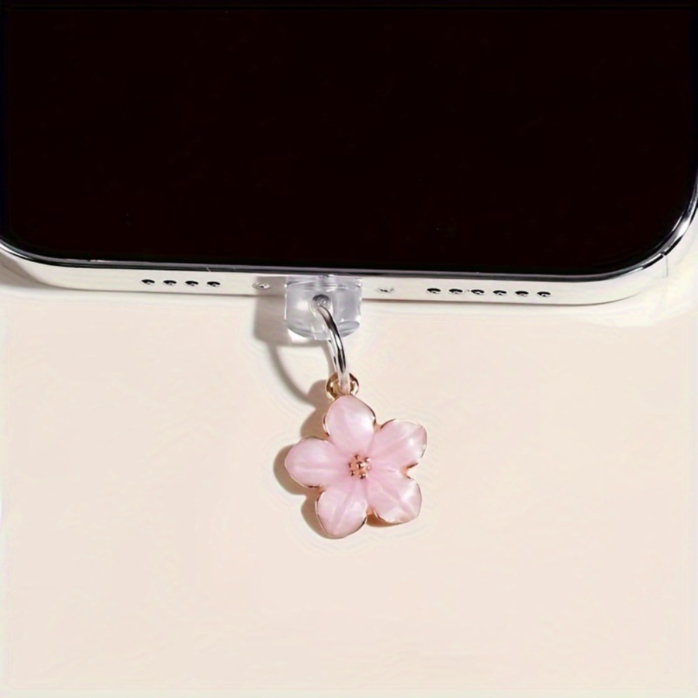 Phone Accessories Aesthetic - Pendentif anti-poussière pour téléphone motif fleur