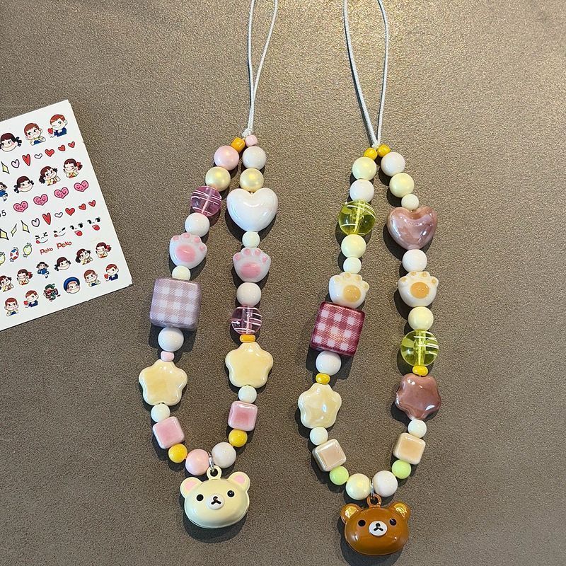 Phone Accessories Aesthetic - Sangle de téléphone perlée Rilakkuma Ins