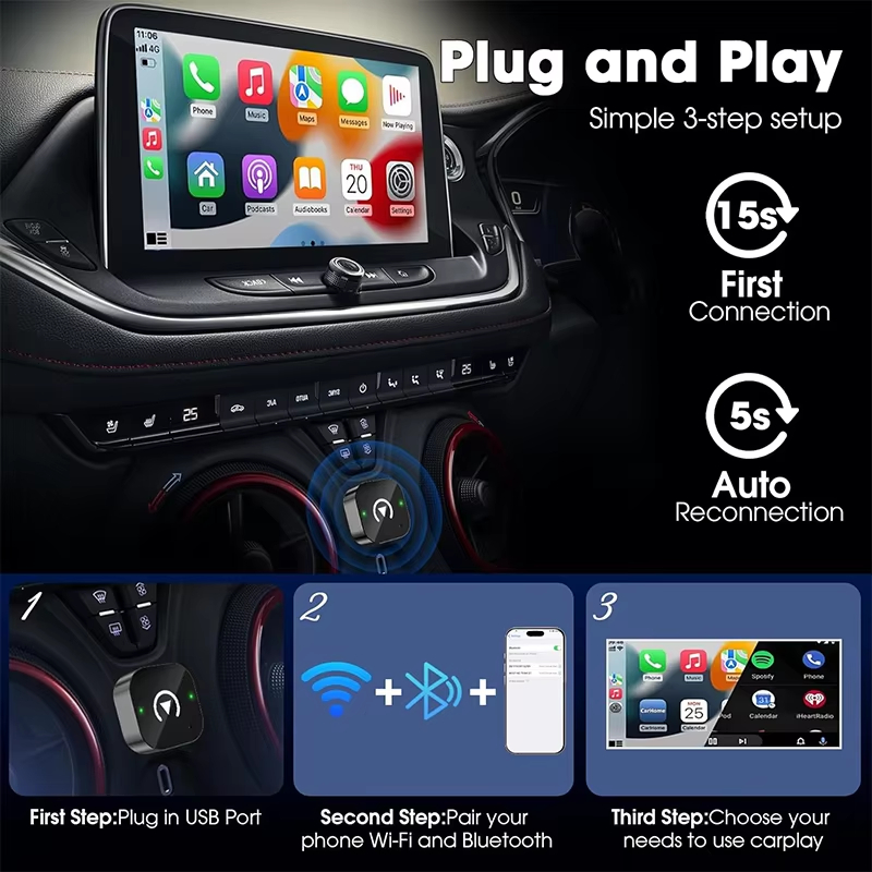 Adaptateur CarPlay sans fil 2- - Phone Accessories Design avis et prix